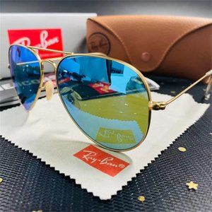 Ray-Ban Aviator Blue Flash Sunglasses RB3025 NEW